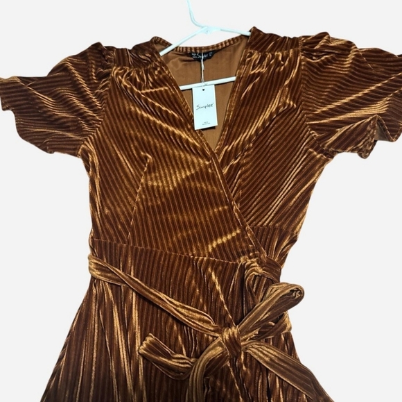 Rust Wrap Dress - Picture 2 of 5